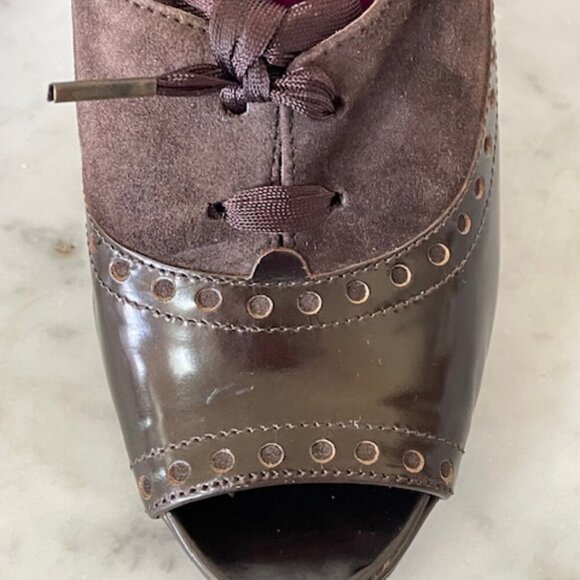 COACH Claudine Peep Toe Lace-Up Platform Heels Vintage 6B - Picture 9 of 16